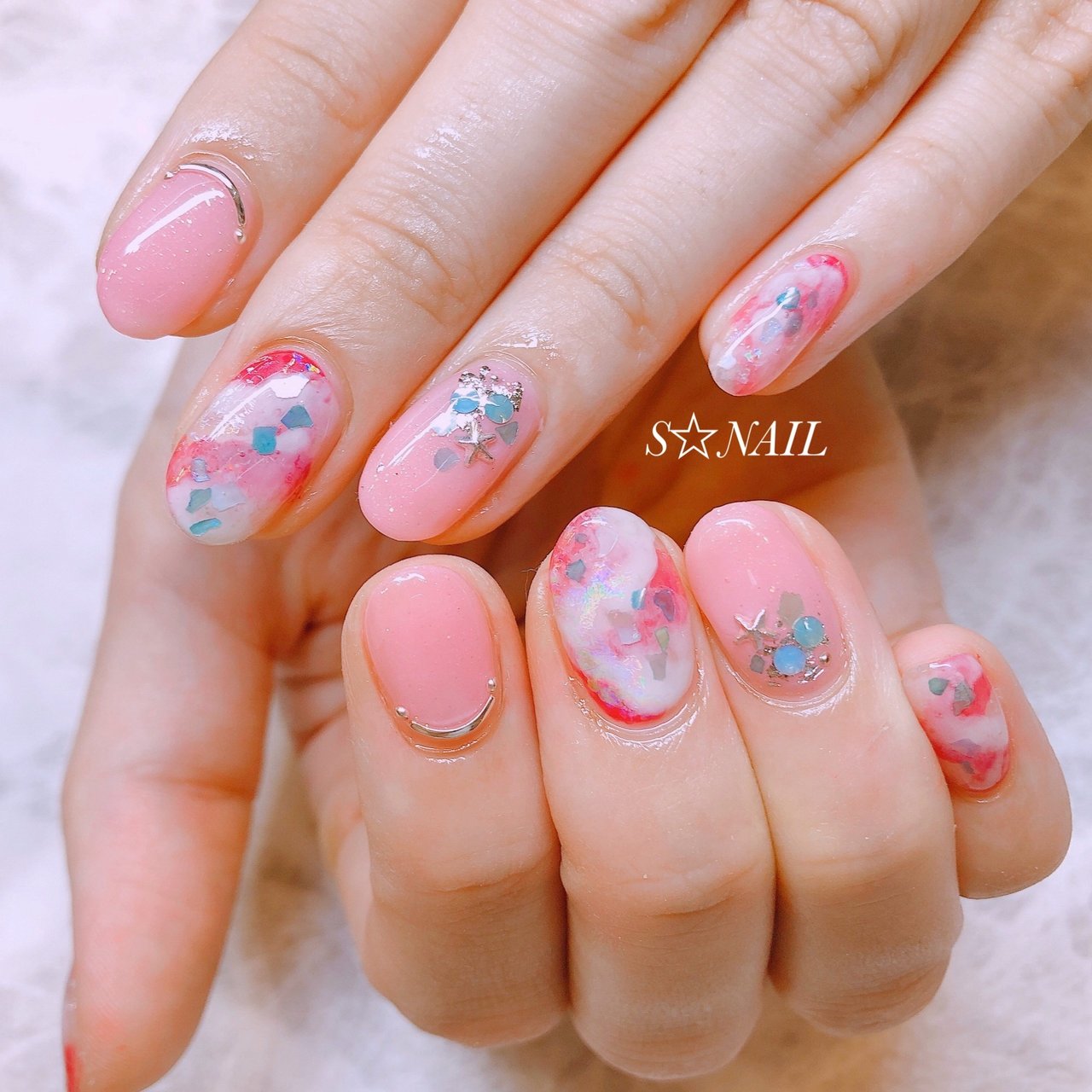 夏 旅行 海 ハンド ビジュー 大阪府和泉市 S Nailのネイルデザイン No ネイルブック