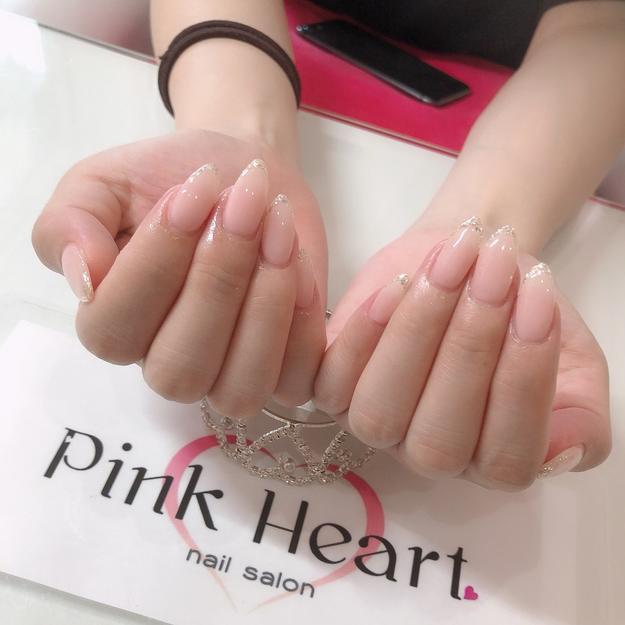 オールシーズン ハンド シンプル ラメ ミディアム Pinkheartのネイルデザイン No ネイルブック