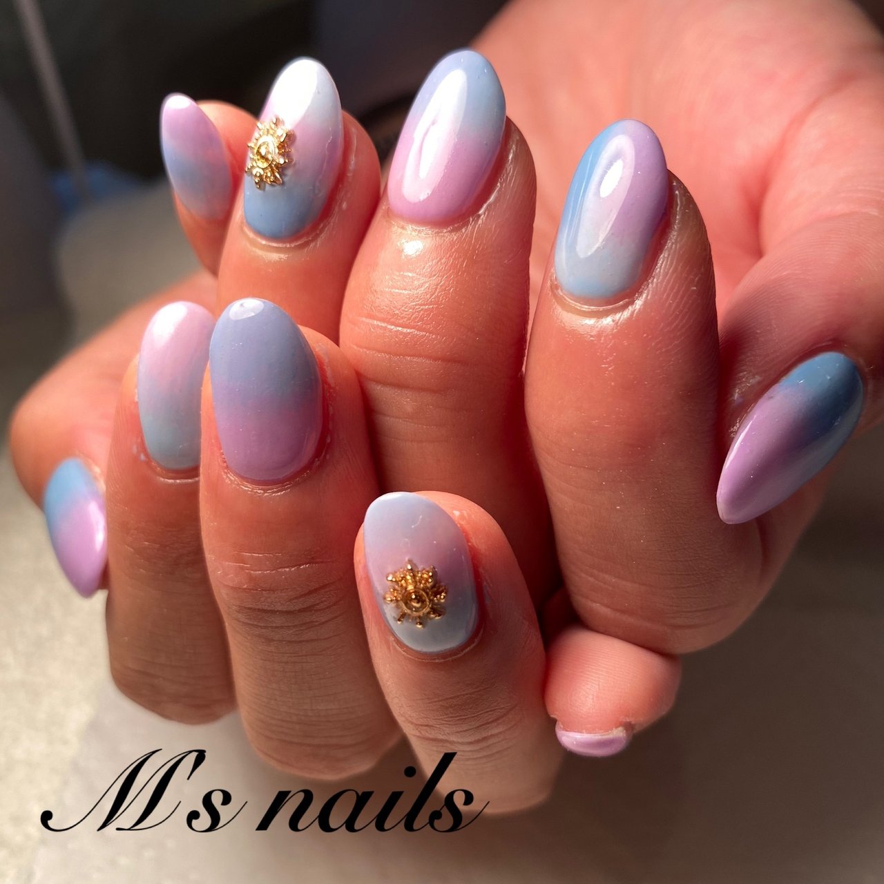 グラデーション ピンク 水色 パープル M S Nailsのネイルデザイン No 548 ネイルブック