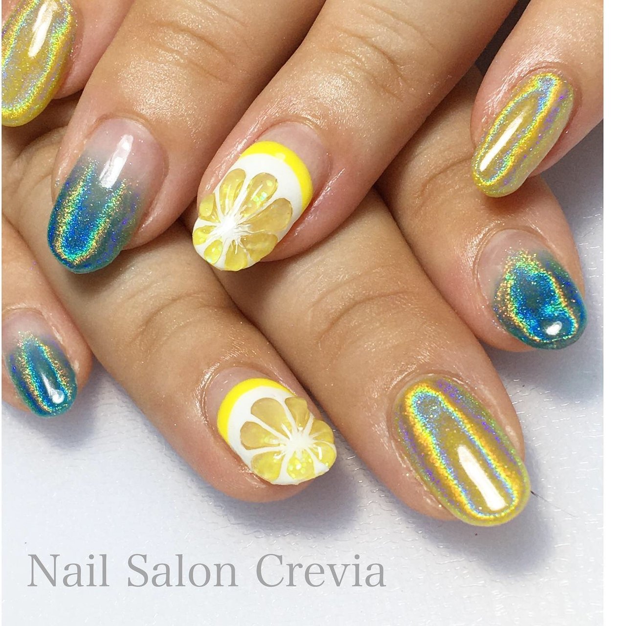 夏 ハンド グラデーション トロピカル フルーツ Nail Salon Creviaのネイルデザイン No ネイルブック