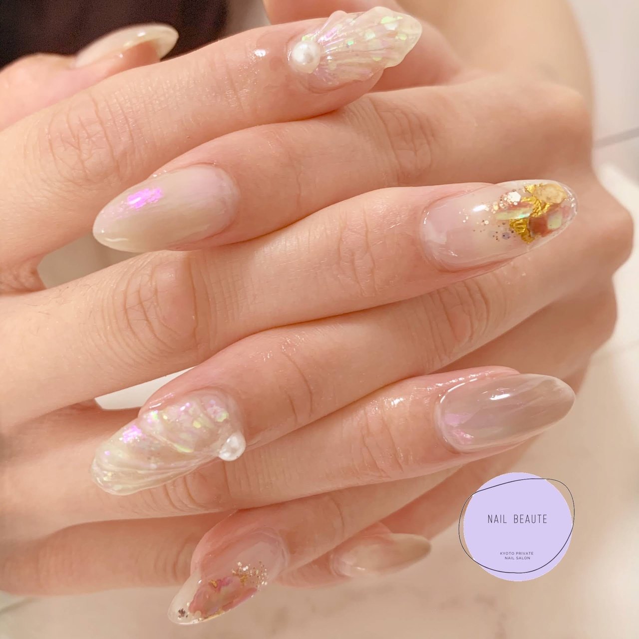 夏 オールシーズン 梅雨 ハンド シェル 京都 Nail Beauteのネイルデザイン No ネイルブック