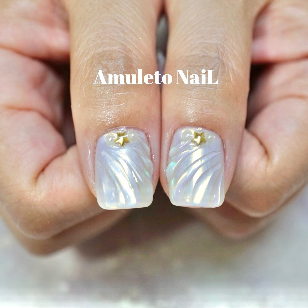 オールシーズン ハンド ホワイト ジェルネイル お客様 Amuleto Nailのネイルデザイン No ネイルブック