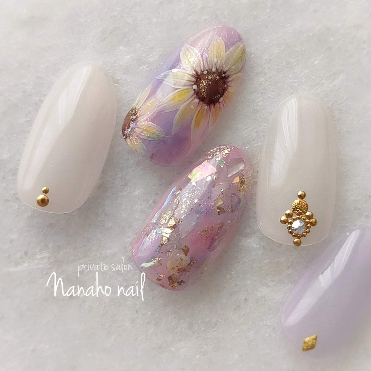 夏 海 ハンド ラメ フラワー Nanaho Nail 大阪府八尾市 のネイルデザイン No ネイルブック