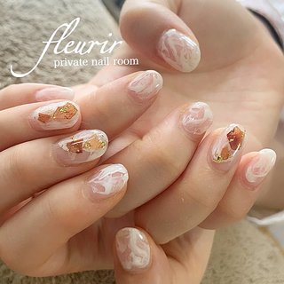 おすすめ順 ラメ 白マーブルのネイルデザイン ネイルブック