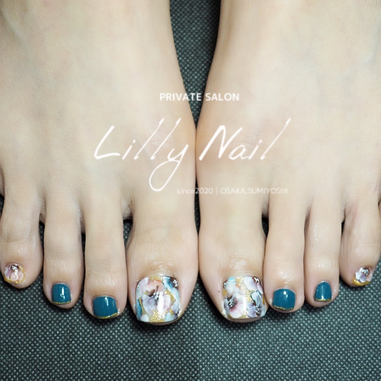 夏 秋 リゾート 浴衣 フット Lillynail 大阪 住吉大社近くプライベートサロンのネイルデザイン No ネイルブック