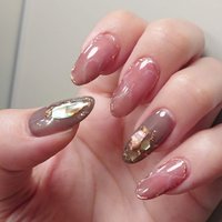 ピンク グレー セルフネイルのネイルデザイン ネイルブック