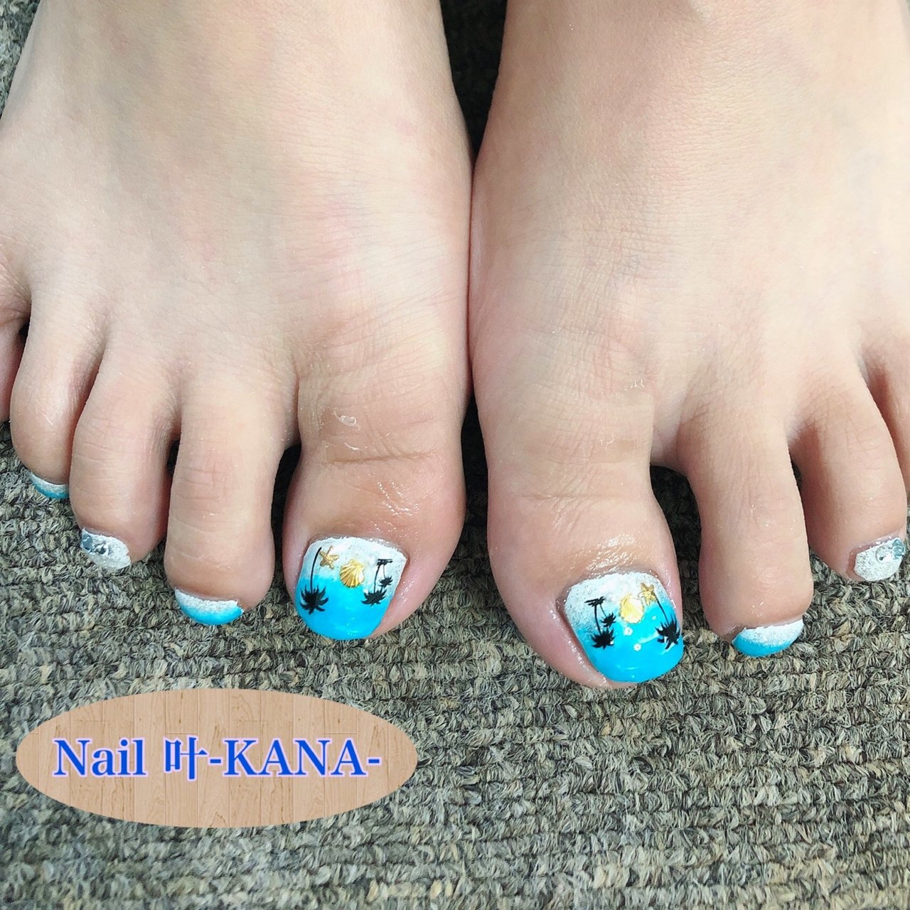 夏 海 フット ブルー Nail 叶 Kana のネイルデザイン No ネイルブック