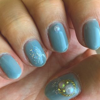 水色 グレー マニキュアのネイルデザイン ネイルブック