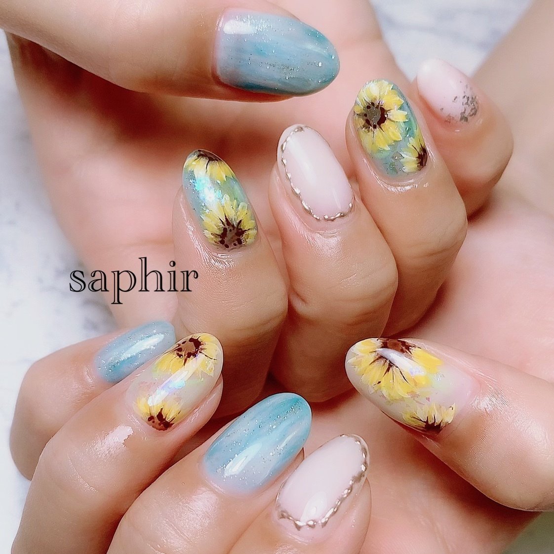 夏 浴衣 ハンド フラワー ニュアンス Yukiのネイルデザイン No ネイルブック