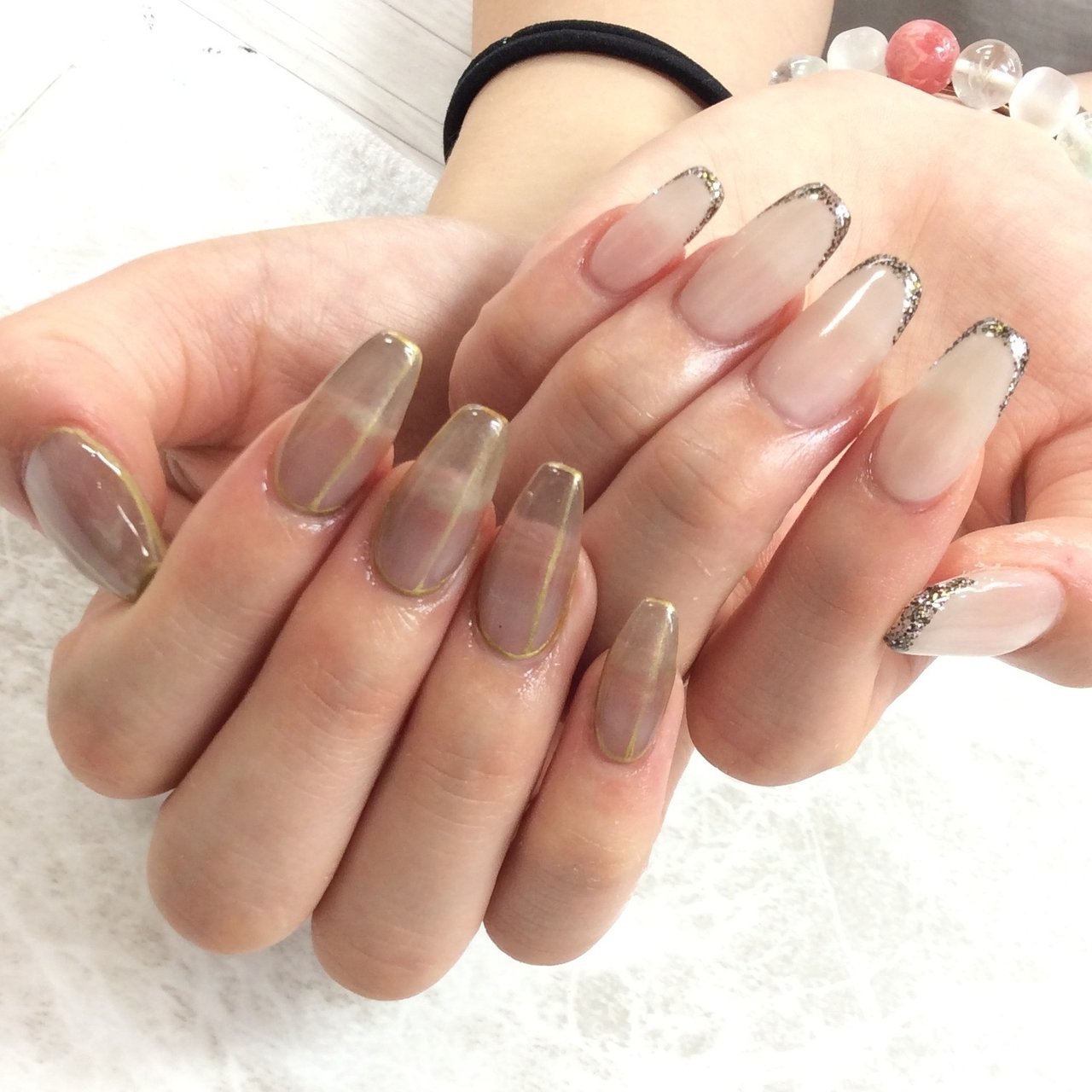 夏 ハンド フレンチ ラメ ロング Nailsalon Daisyのネイルデザイン No ネイルブック