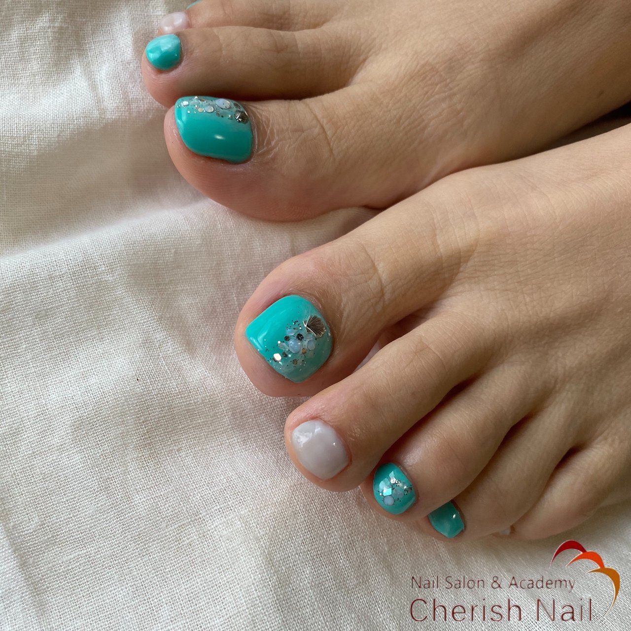 夏 海 リゾート フット シンプル 豊橋 Cherish Nail チェリッシュネイル のネイルデザイン No ネイルブック
