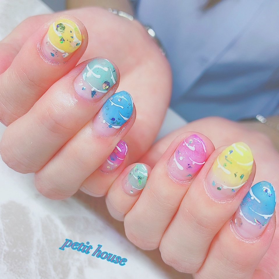 夏 海 浴衣 ハンド ミディアム Nail Eye Petit Houseのネイルデザイン No ネイルブック