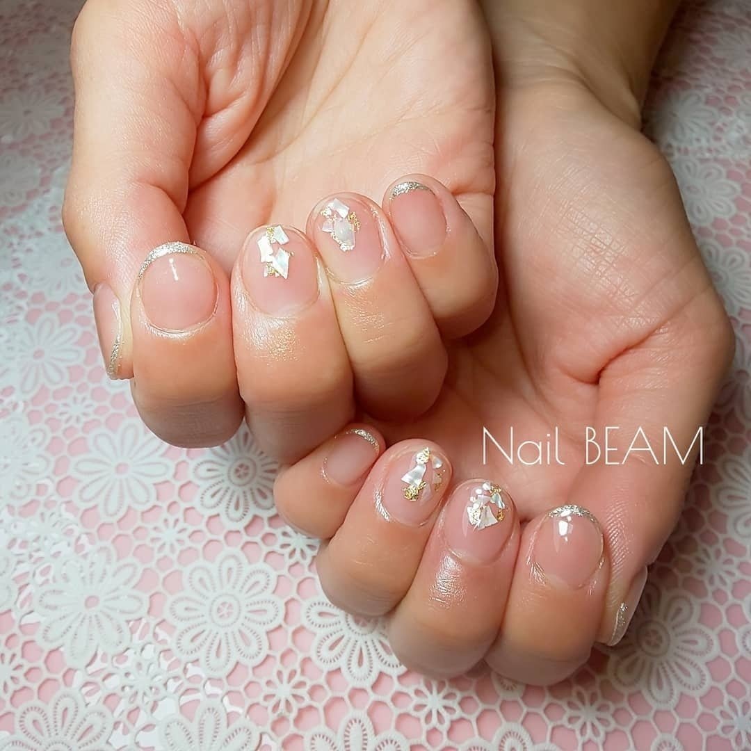 夏 オールシーズン オフィス フレンチ ラメ Nailbeamのネイルデザイン No ネイルブック