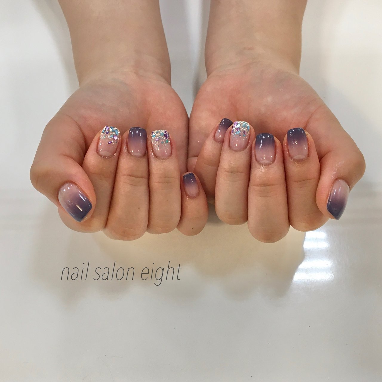 オールシーズン ハンド グラデーション ラメ シェル Nail Salon Eightのネイルデザイン No ネイルブック