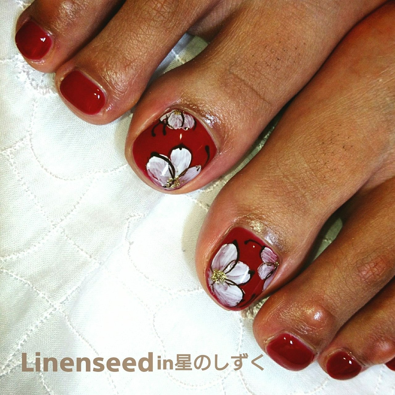 夏 オールシーズン フット ワンカラー フラワー 星のしずく あさみのネイルデザイン No ネイルブック