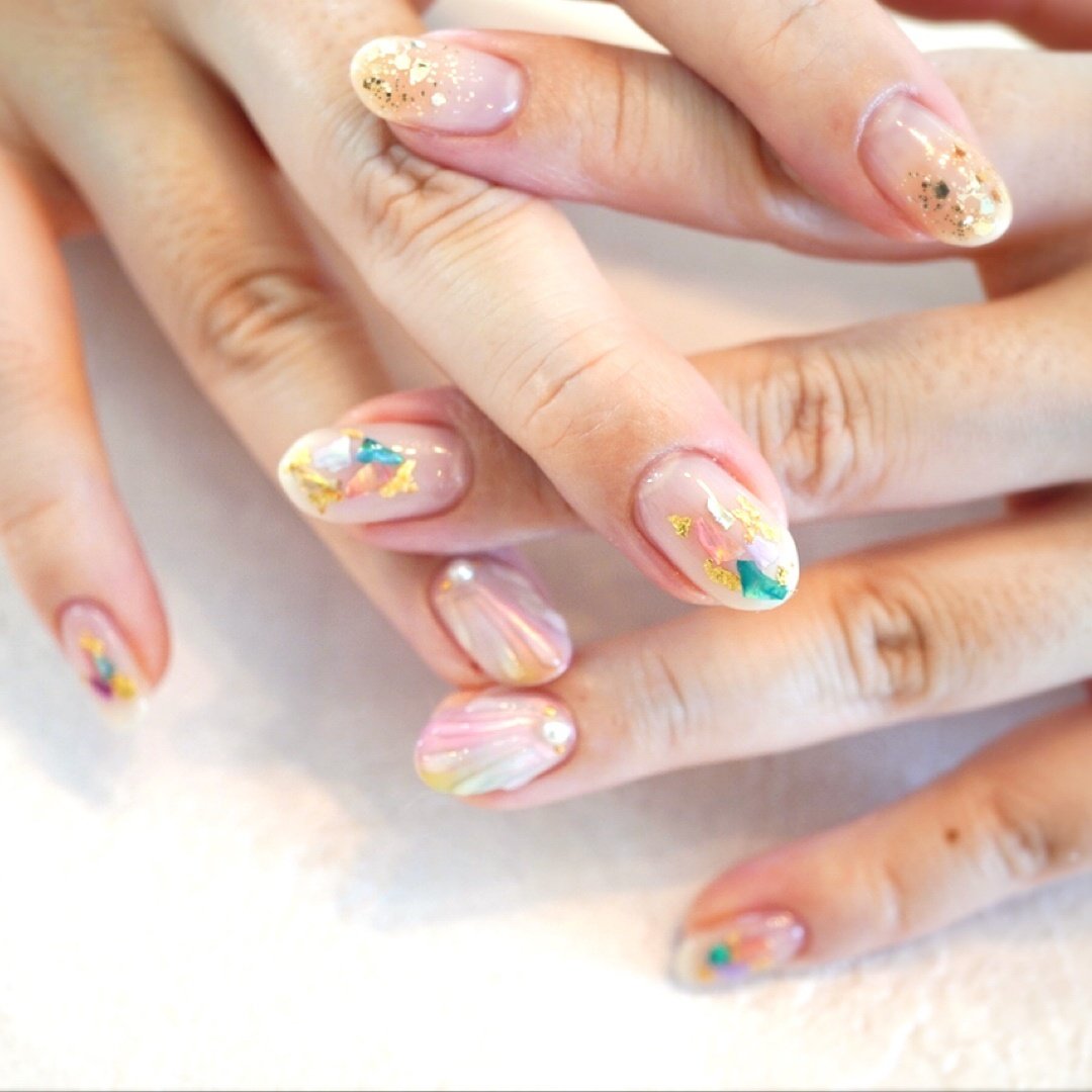 夏 ハンド グラデーション シェル シースルー Nail Eyelash Salon Marble 苫小牧 のネイルデザイン No ネイルブック