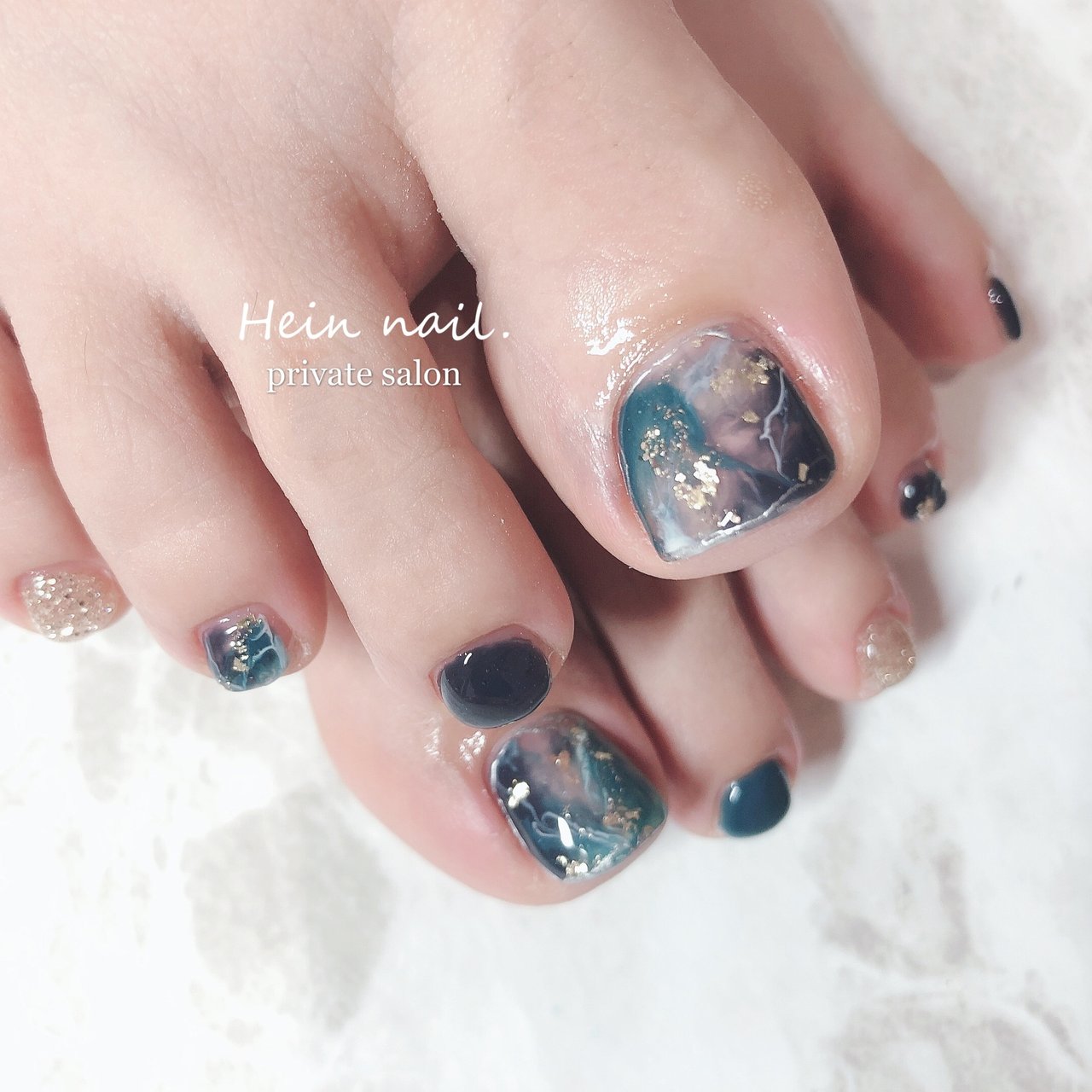 フット グリーン ネイビー ゴールド Enaのネイルデザイン No ネイルブック