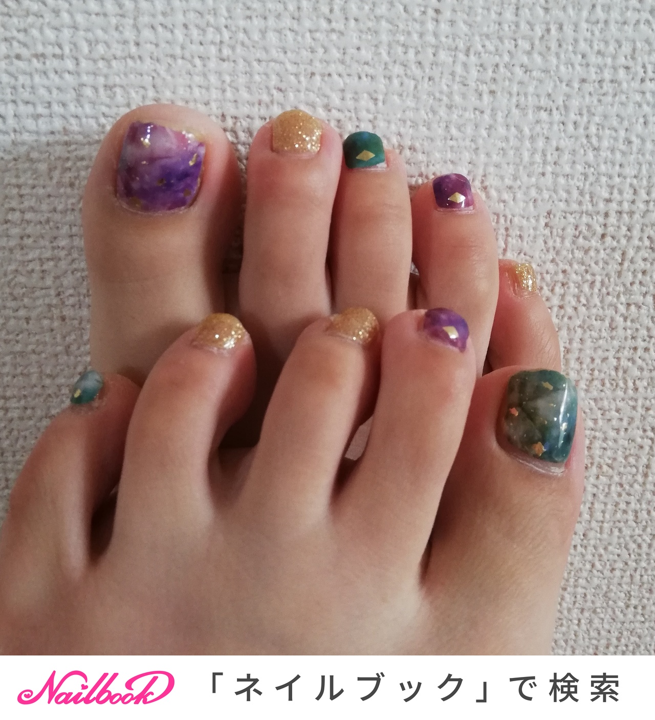 夏 フット マーブル ショート グリーン A K M Nのネイルデザイン No ネイルブック