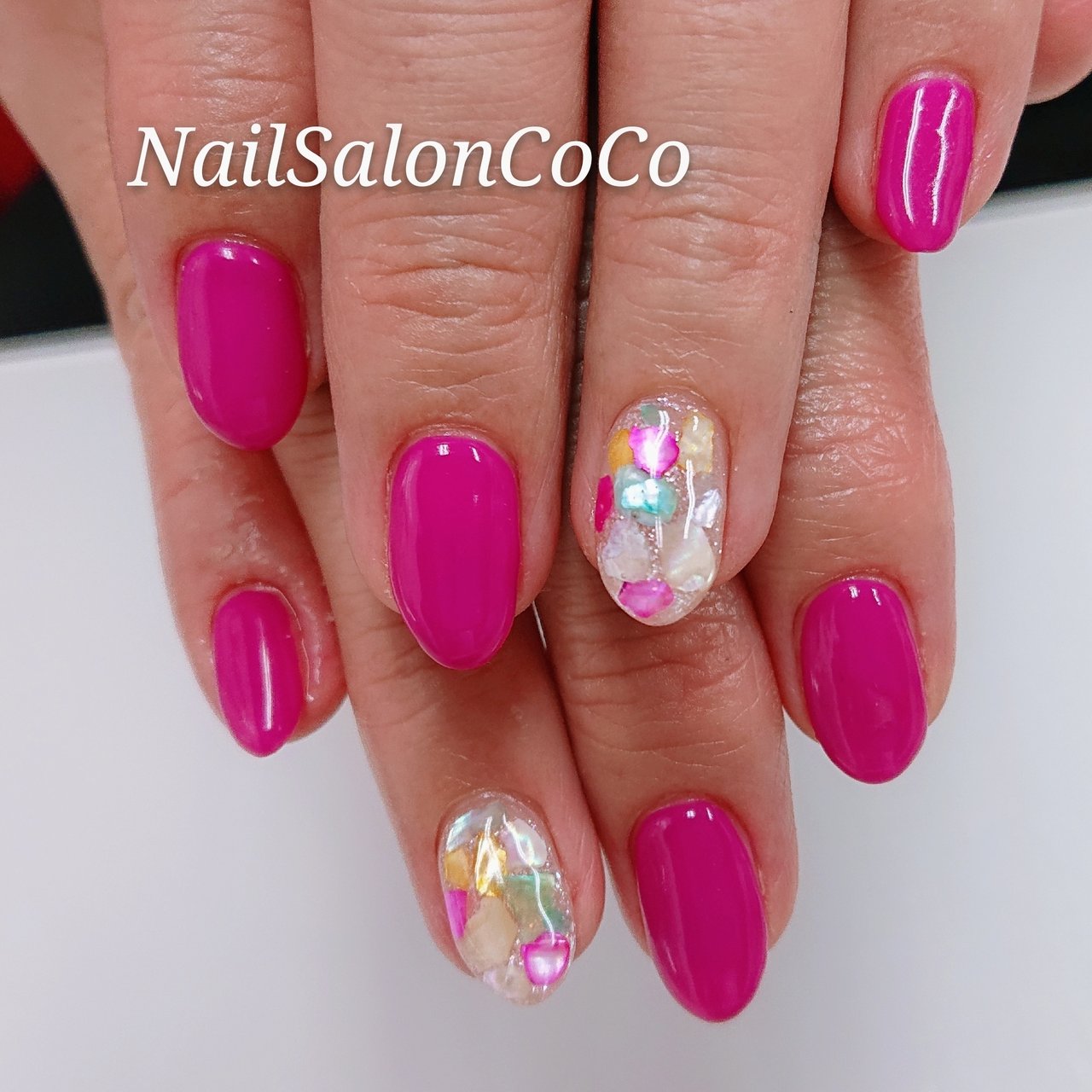 夏 ハンド ワンカラー シェル ミディアム Nailsaloncocoのネイルデザイン No ネイルブック