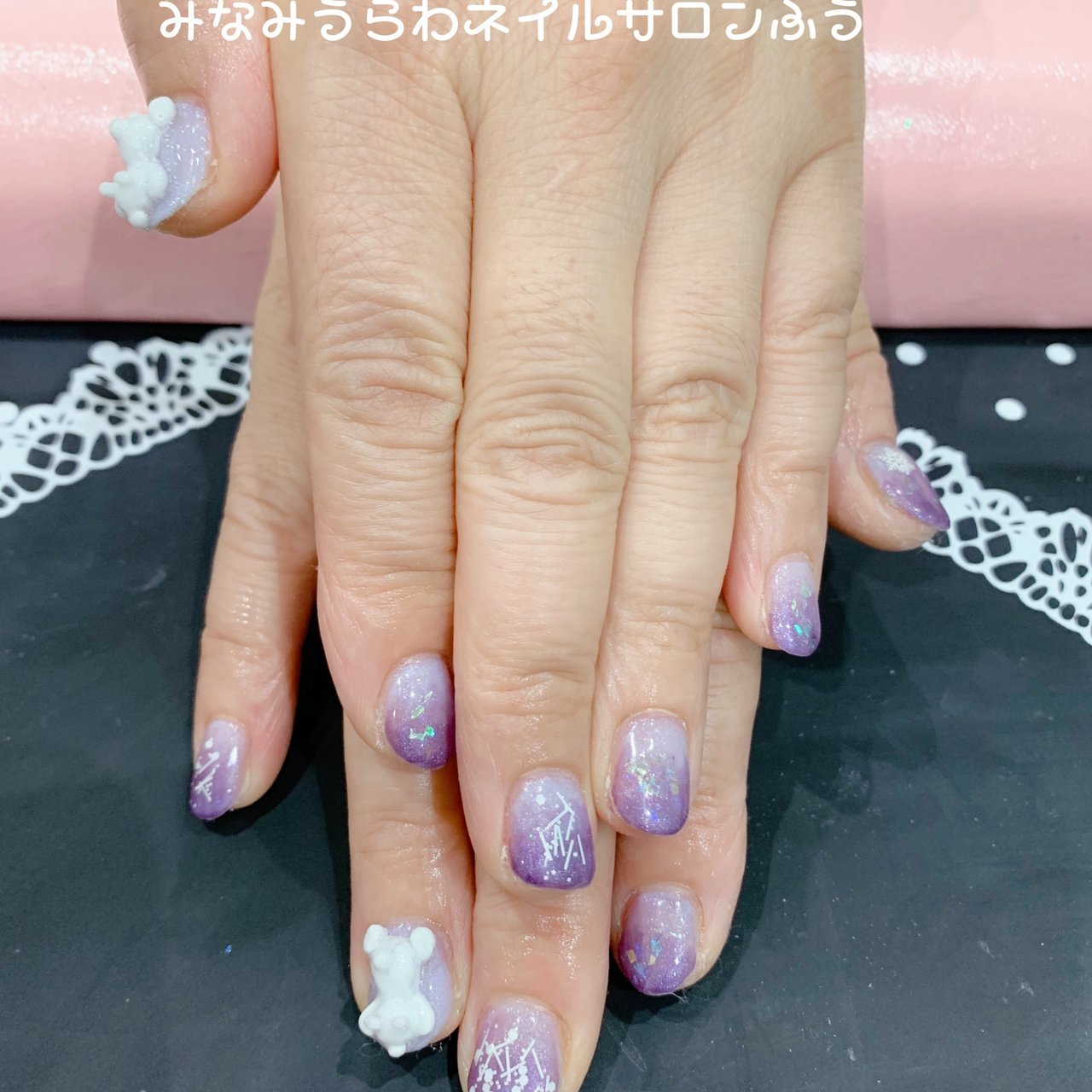 ハンド グラデーション キャラクター 3d ホワイト Nailsalonfuuのネイルデザイン No ネイルブック