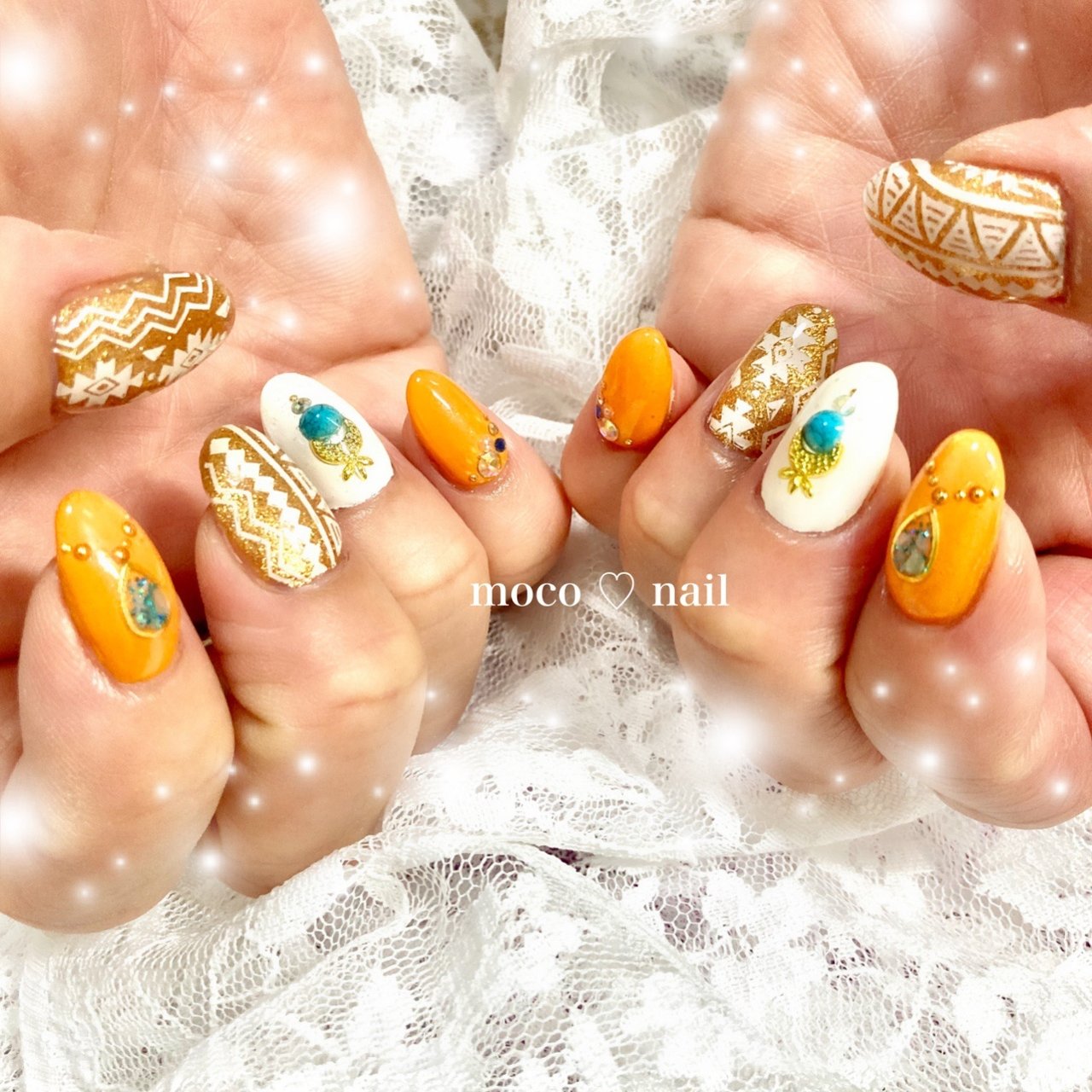 夏 ハンド エスニック ネイティブ ボヘミアン Moco Nailのネイルデザイン No ネイルブック