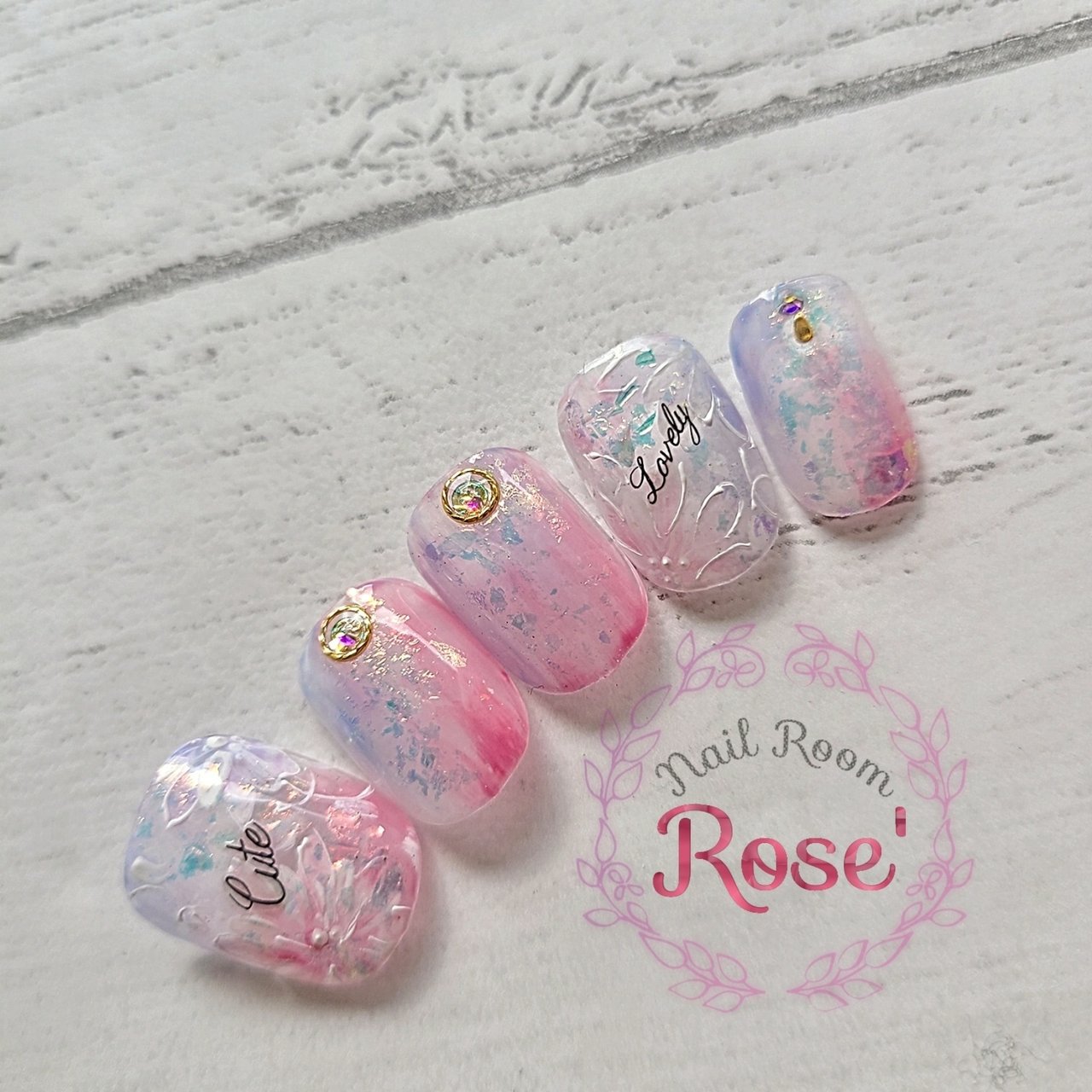 夏 ハンド フラワー ニュアンス ホイル 三軒茶屋 Rose のネイルデザイン No ネイルブック