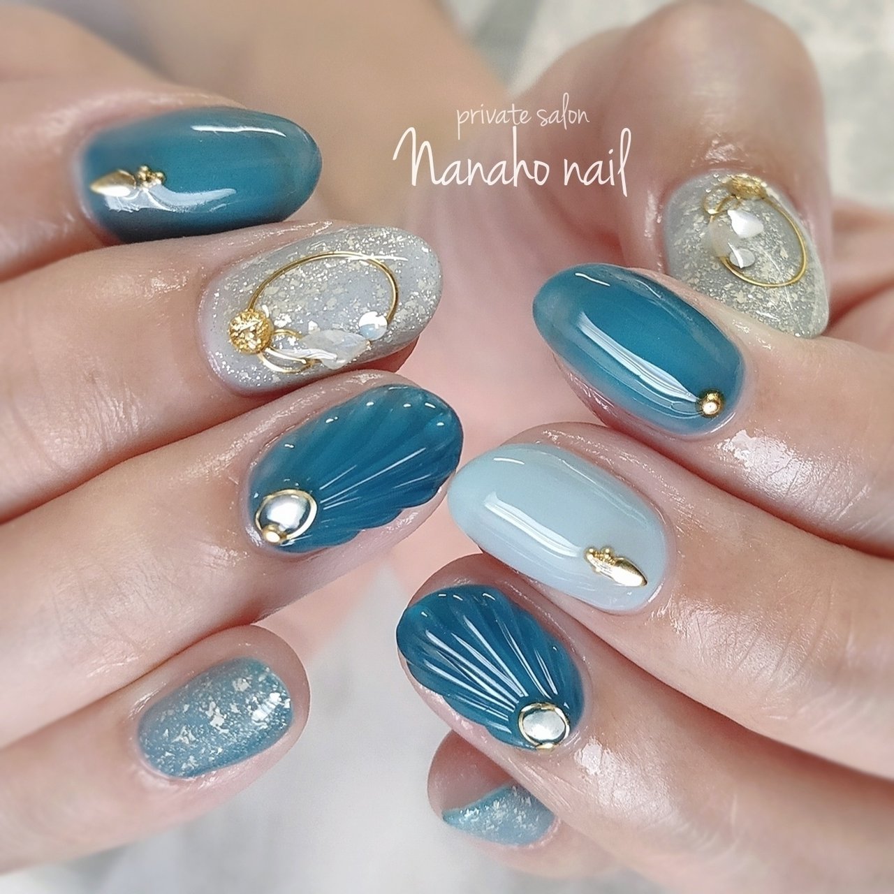 夏 海 リゾート ハンド ラメ Nanaho Nail 大阪府八尾市 のネイルデザイン No ネイルブック