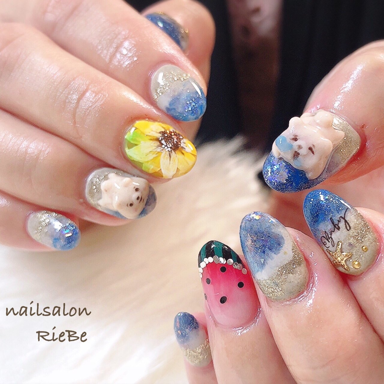 夏 海 リゾート 浴衣 ハンド Nail Salon Riebe リーヴェ のネイルデザイン No ネイルブック