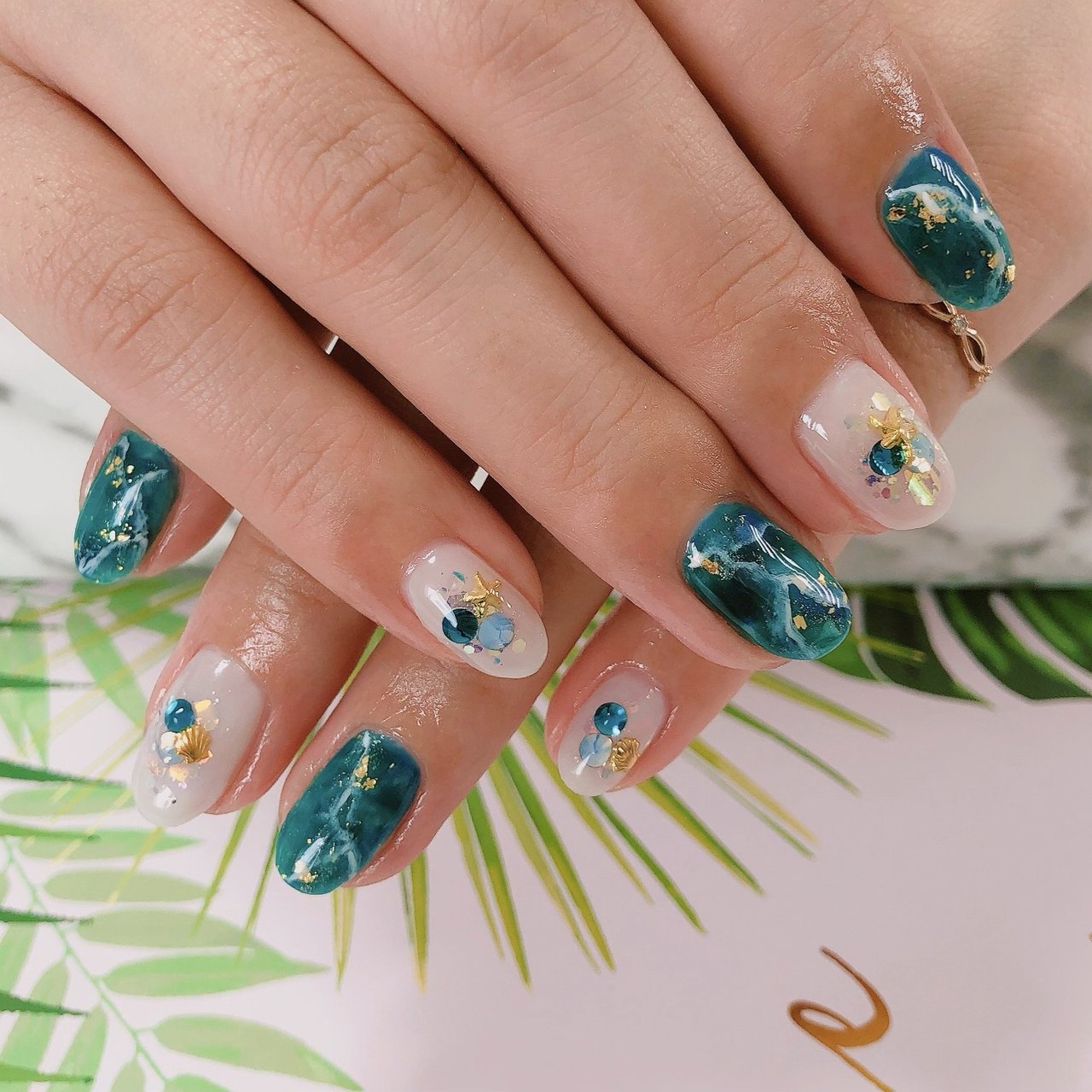 夏/海/リゾート/ハンド/ラメ - LUTIA nailのネイルデザイン[No.5511643