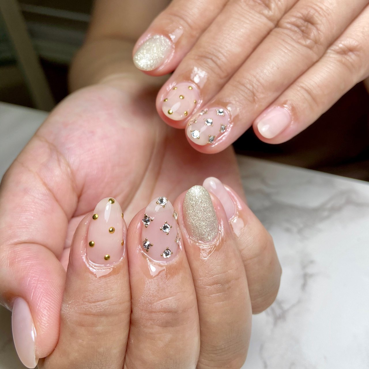 ベージュ ピンク ゴールド さやぷーのネイルデザイン No ネイルブック