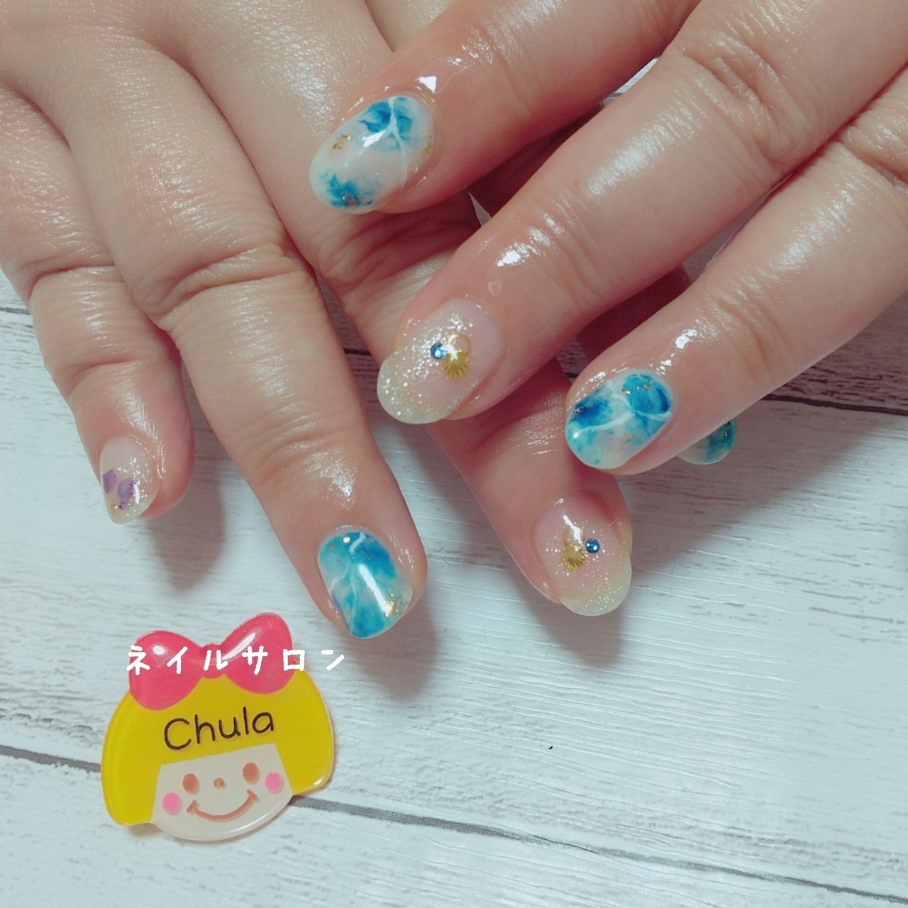 夏 ハンド シンプル 大理石 ミディアム Chulaのネイルデザイン No 5512854 ネイルブック