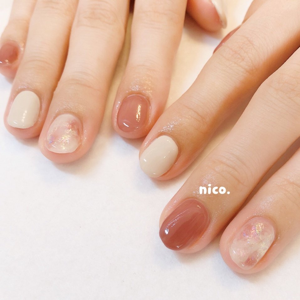 ハンド ベージュ ブラウン Nailsalon Nico のネイルデザイン No ネイルブック