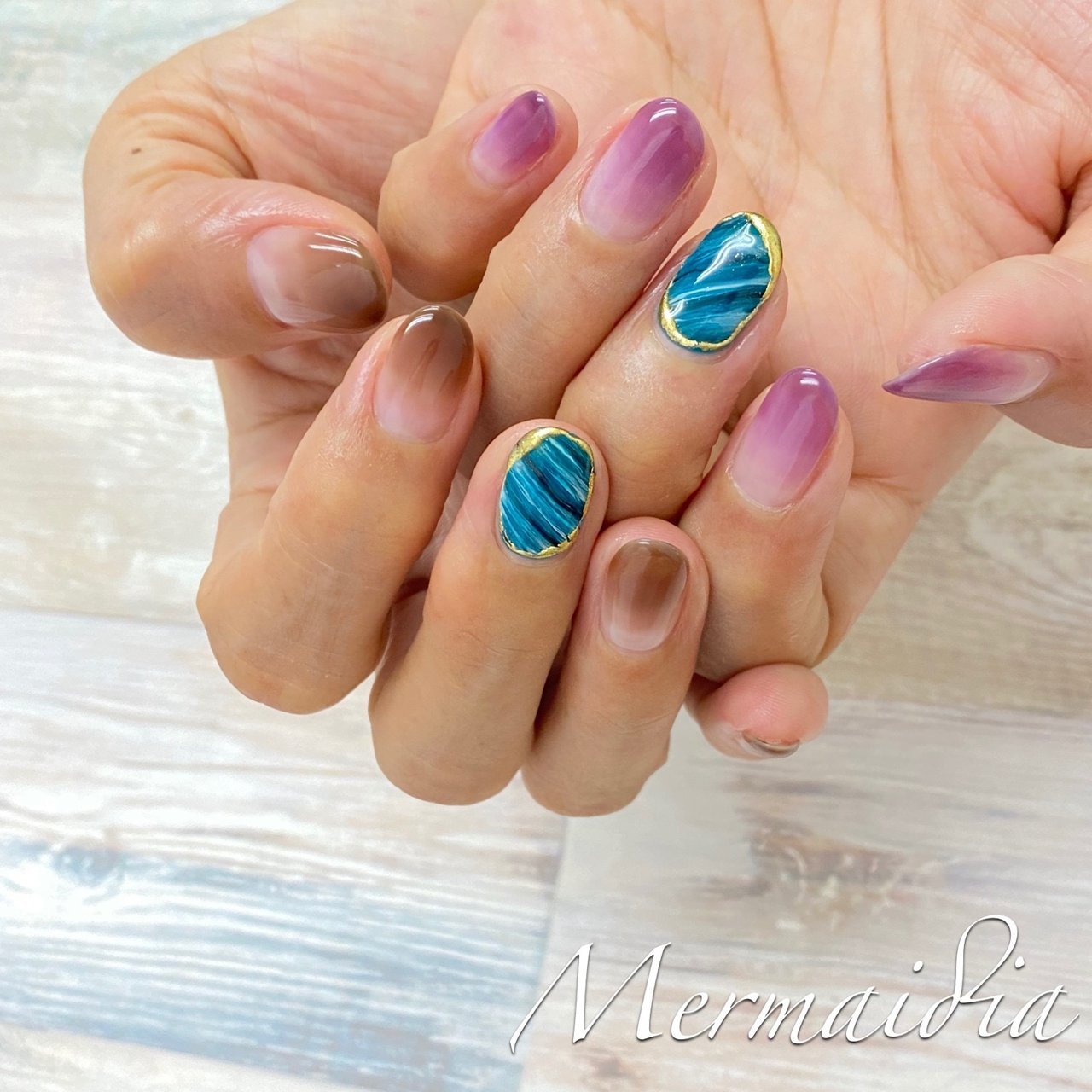 オールシーズン リゾート ハンド グラデーション 大理石 Nail Salon Mermaidiaのネイルデザイン No ネイル ブック