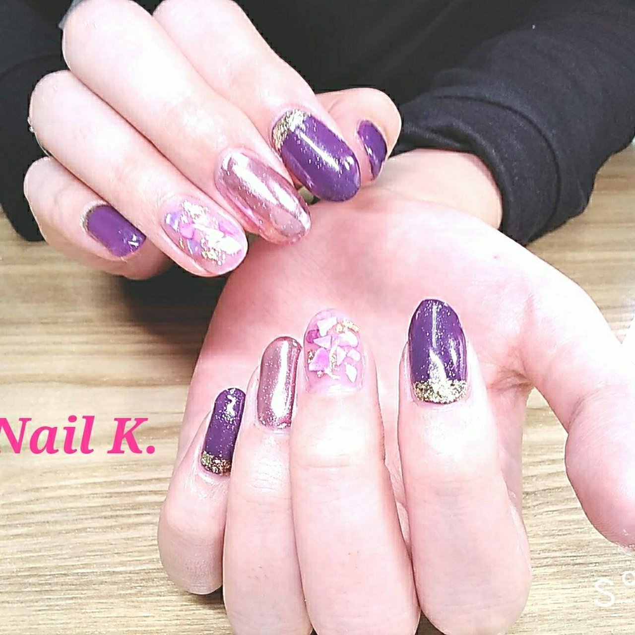 ラメ シェル ミラー ピンク パープル Nail K のネイルデザイン No ネイルブック