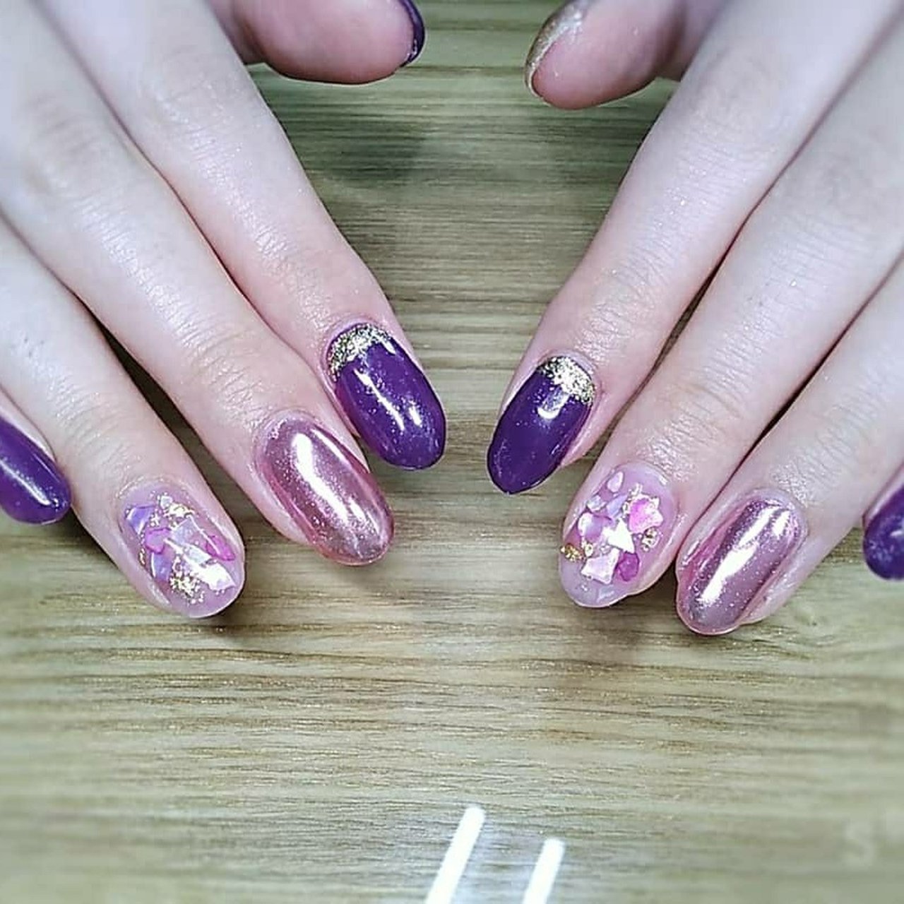 ラメ シェル ミラー ピンク パープル Nail K のネイルデザイン No ネイルブック