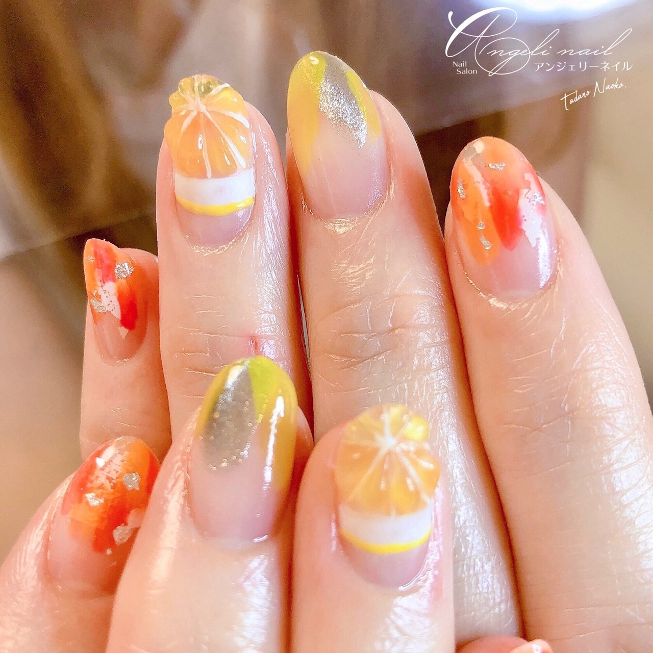 夏 ハンド ニュアンス フルーツ ギャラクシー 北広島市ネイルサロン Angeli Nailのネイルデザイン No ネイルブック