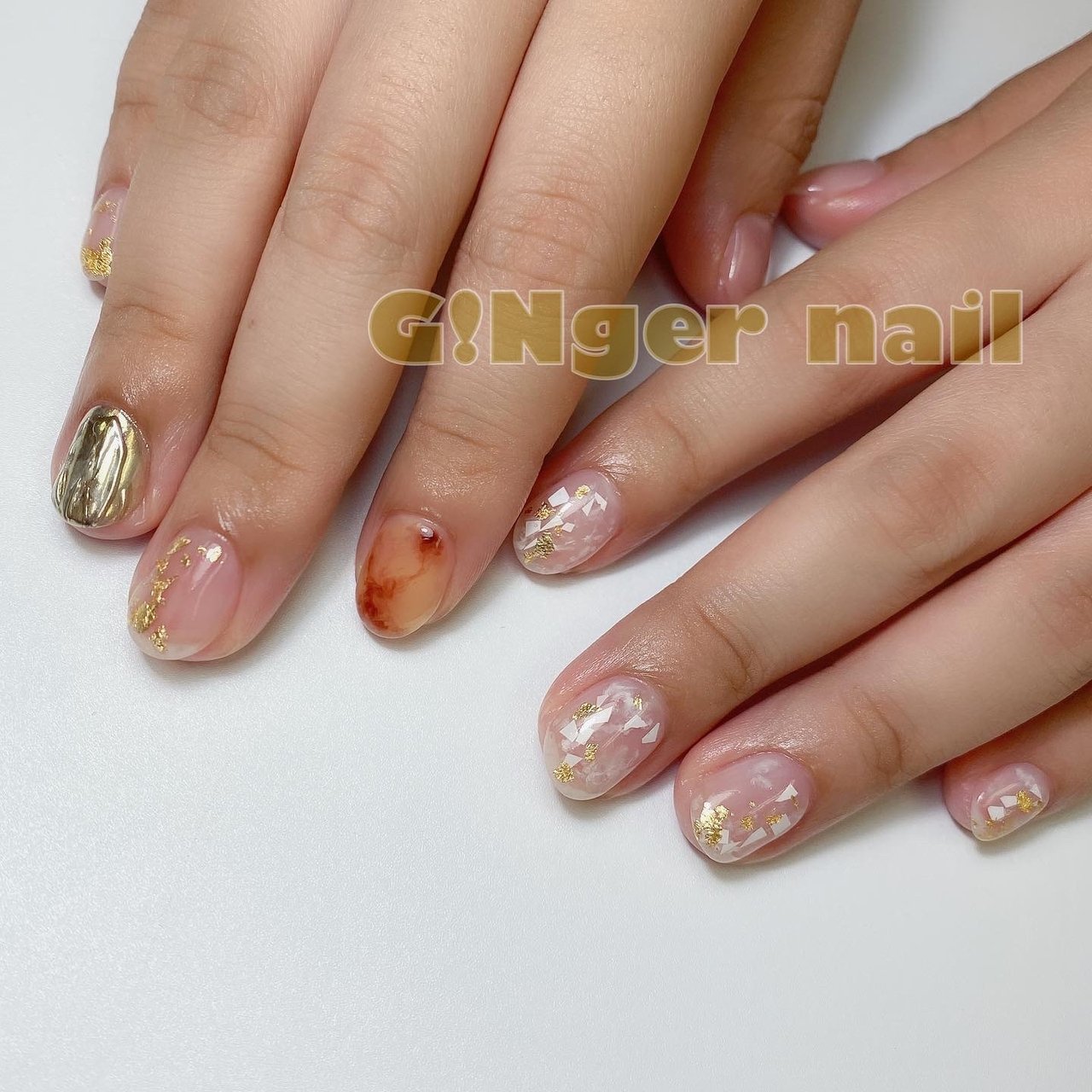 夏 秋 ハンド シースルー タイダイ Ginger Nail 代々木 ジンジャーネイルのネイルデザイン No ネイルブック