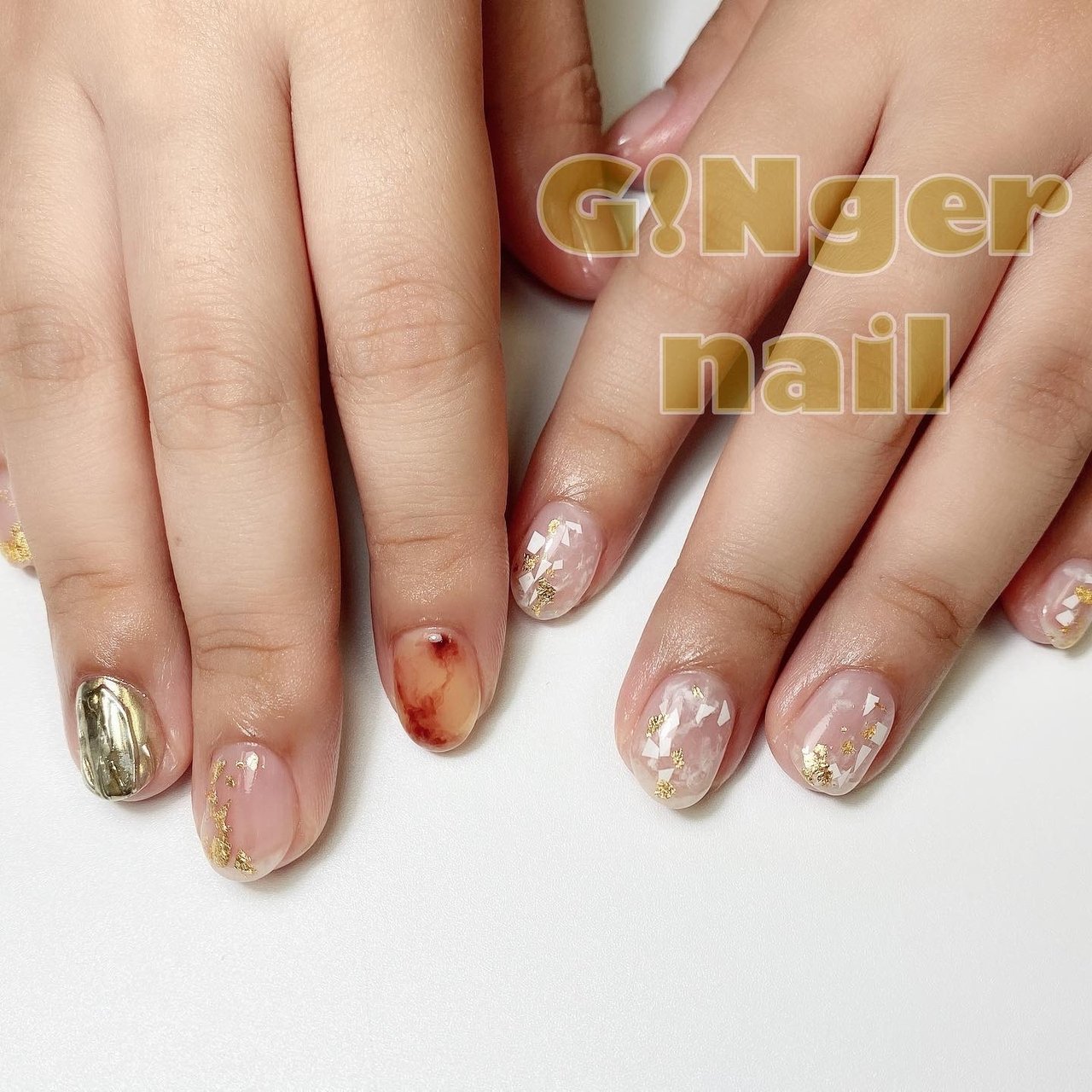 夏 秋 ハンド シースルー タイダイ Ginger Nail 代々木 ジンジャーネイルのネイルデザイン No ネイルブック