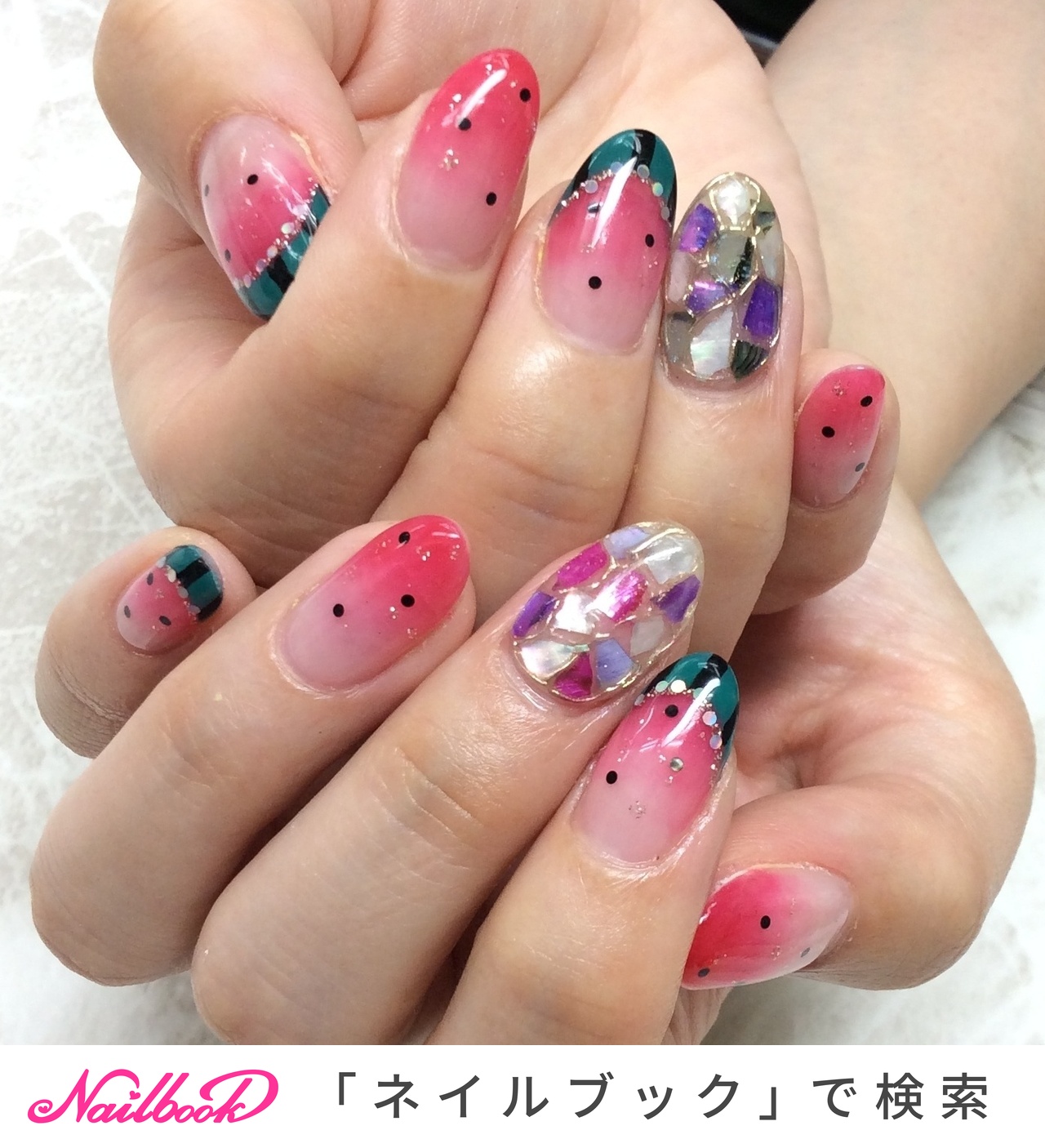 夏/ハンド/ホログラム/ラメ/シェル - nailsalon_daisyのネイルデザイン[No.5517869]｜ネイルブック