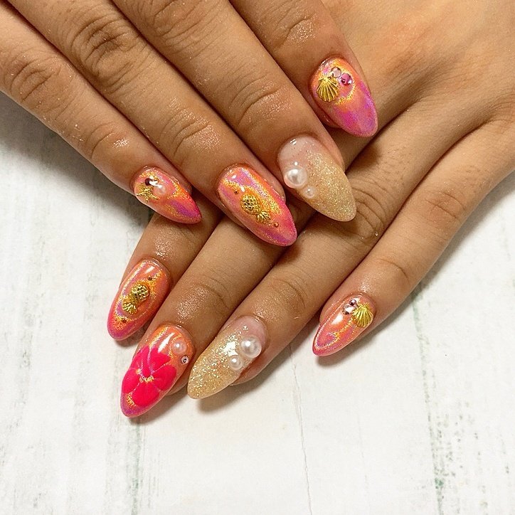 夏 海 リゾート 女子会 ハンド Nailslon Le Petitのネイルデザイン No ネイルブック