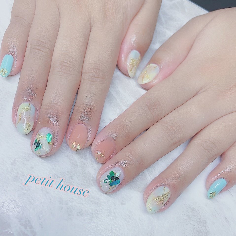 夏 ハンド シェル ミディアム ピンク Nail Eye Petit Houseのネイルデザイン No ネイルブック