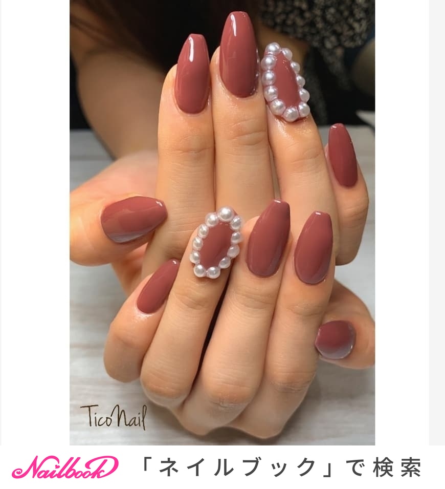 人気順 シンプル パール囲みネイルのネイルデザイン ネイルブック