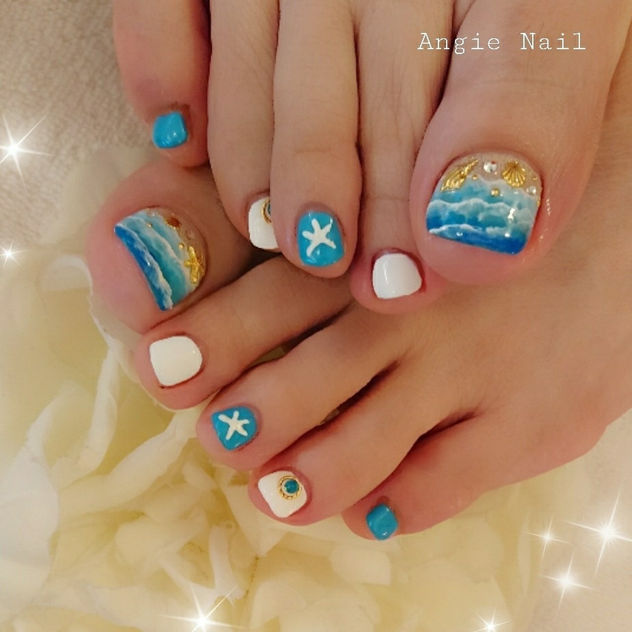 夏 海 リゾート フット グラデーション Angienailのネイルデザイン No ネイルブック