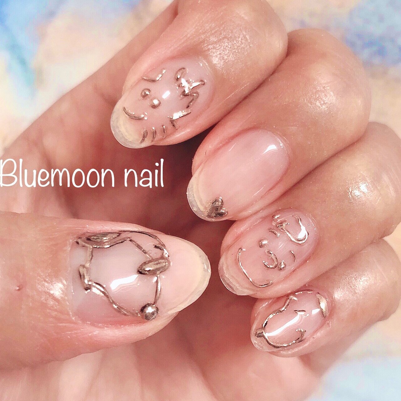 オールシーズン ハンド シンプル キャラクター ショート Bluemoon Nailのネイルデザイン No ネイルブック