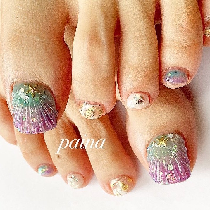 夏 旅行 海 リゾート フット 越谷市 ネイルパイナ Nailpainaのネイルデザイン No ネイルブック