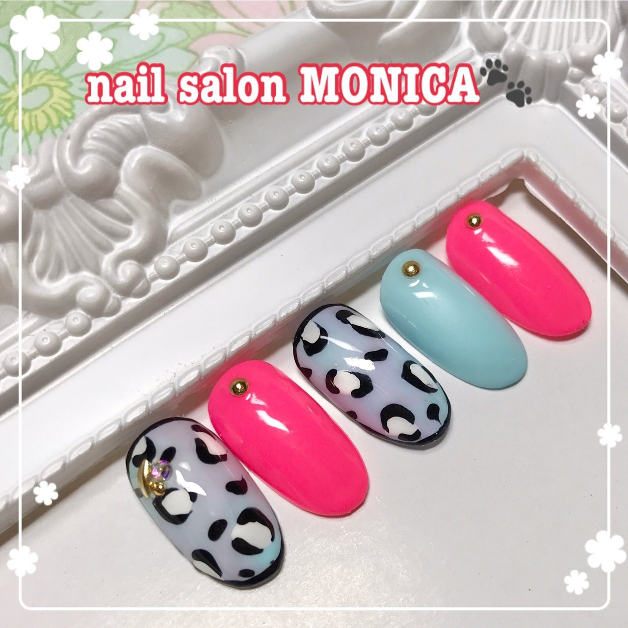 夏 レオパード ピンク 水色 パープル Nail Salon Monica のネイルデザイン No 5525819 ネイルブック
