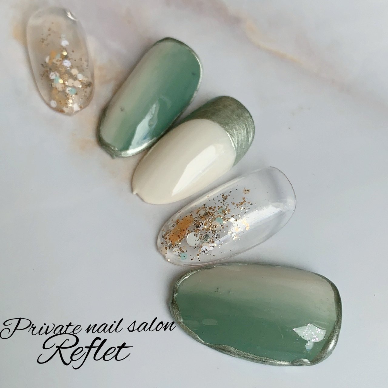 オールシーズン ハンド グラデーション ニュアンス ミディアム Reflet Nail ルフレ のネイルデザイン No ネイル ブック