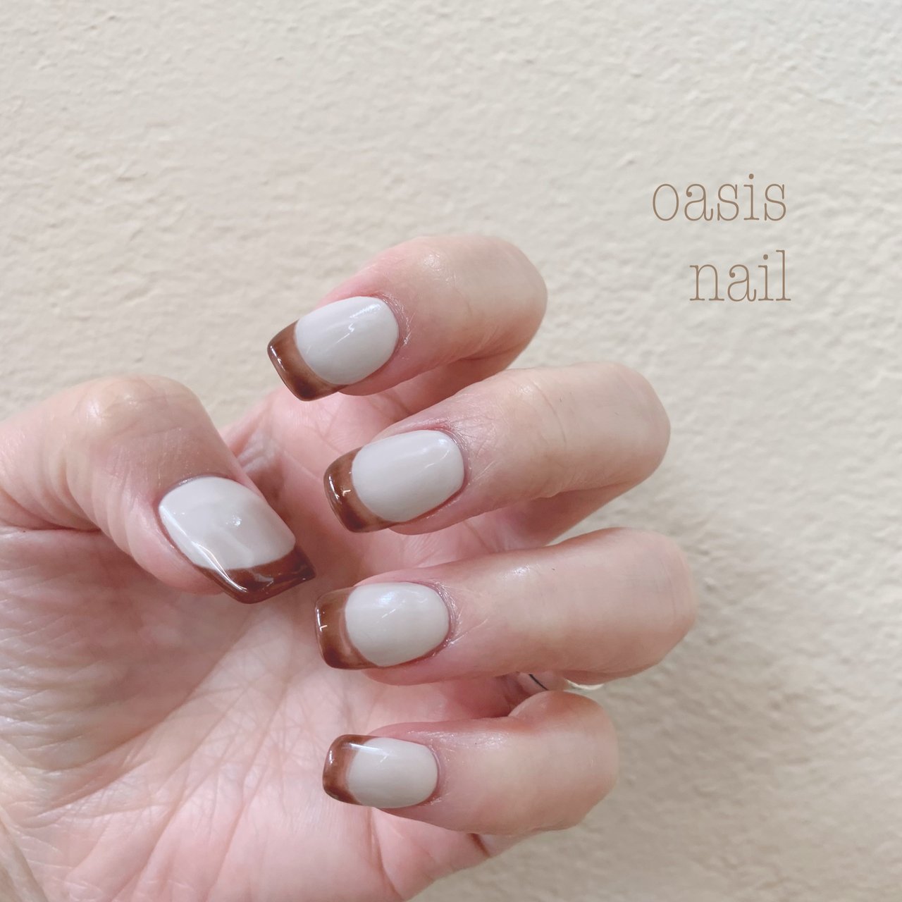 オールシーズン ハンド フレンチ ミディアム ベージュ Oasis Nailのネイルデザイン No ネイルブック