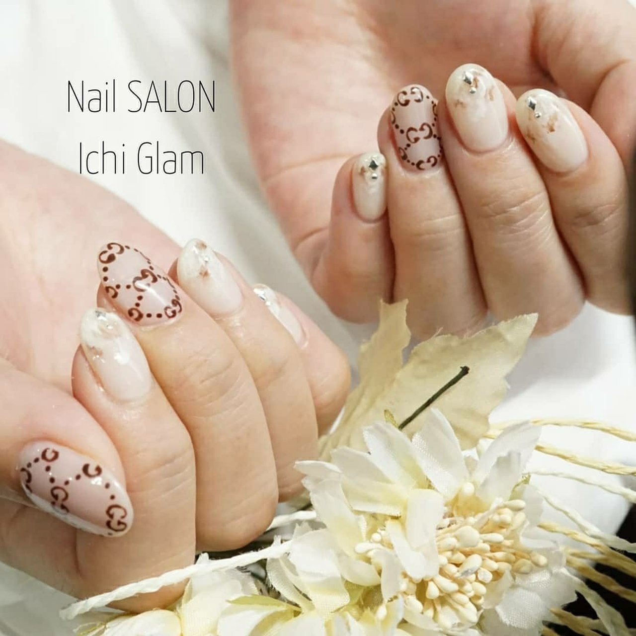 ブランド柄 ホワイト ブラウン ジェルネイル お客様 Nakagawaのネイルデザイン No ネイルブック