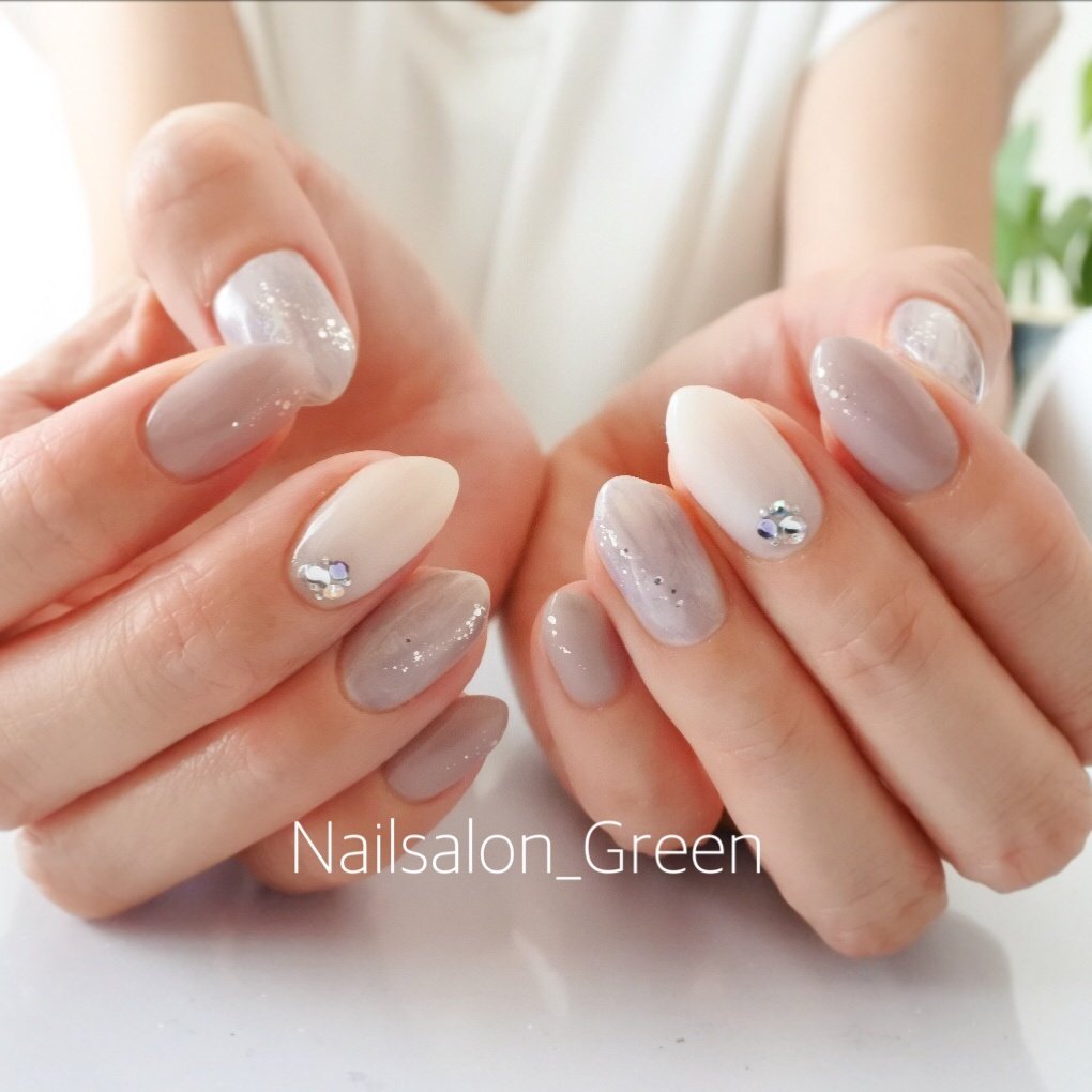 夏 秋 ハンド シンプル ラメ Nailsalon Greenのネイルデザイン No ネイルブック